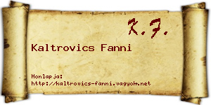 Kaltrovics Fanni névjegykártya